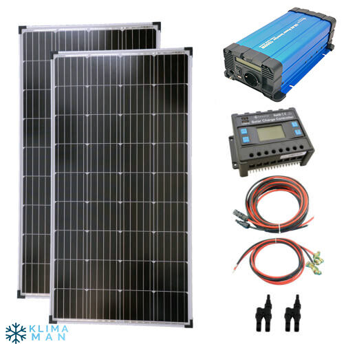 Szigetüzem napelem rendszer 2x130w napelem + 1000w szinusz inverter + 20A töltvezérl 