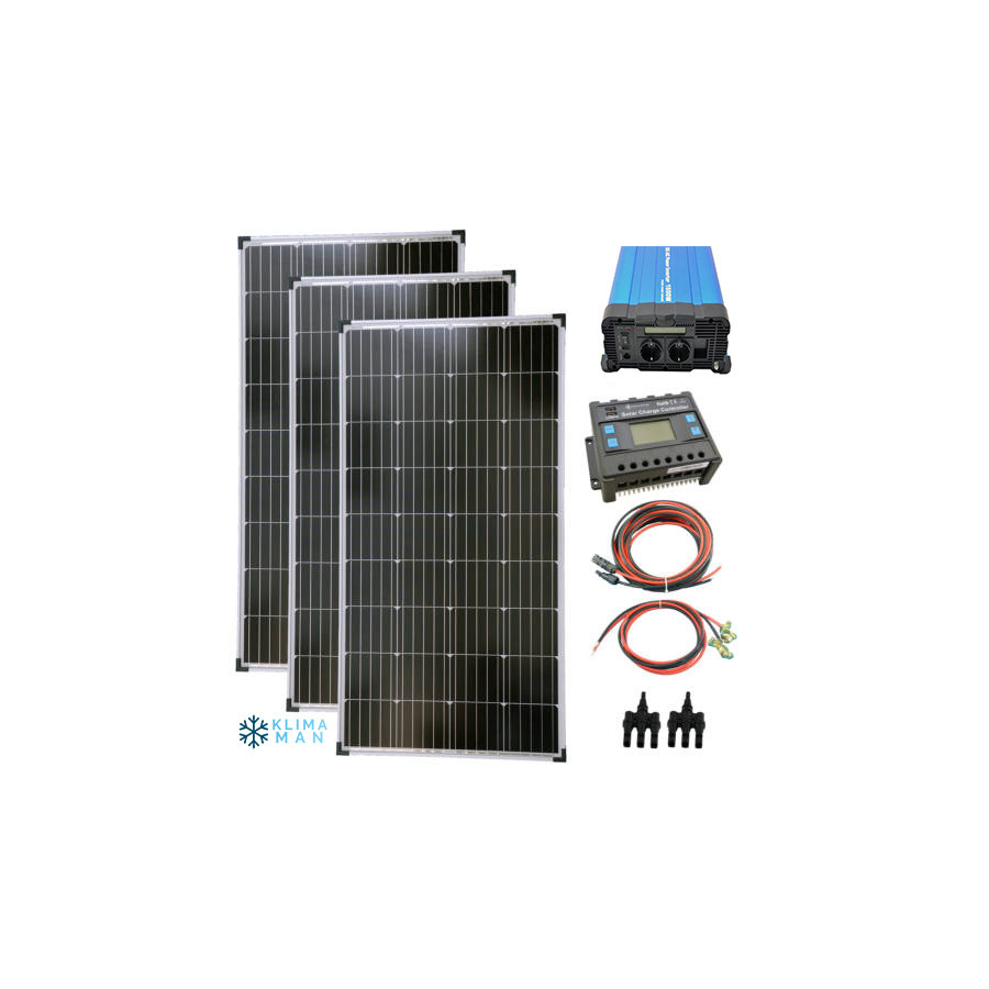 Szigetüzemű napelem rendszer 3x170w napelem + 1500w szinusz inverter + 40A töltővezérlő Szigetüzemű napelem rendszer 3x170w napelem + 1500w szinusz inverter + 40A töltővezérlő