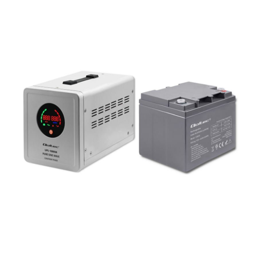 UPS szünetmentes tápegység 700W + Qoltec AGM akkumulátor 12V 45Ah