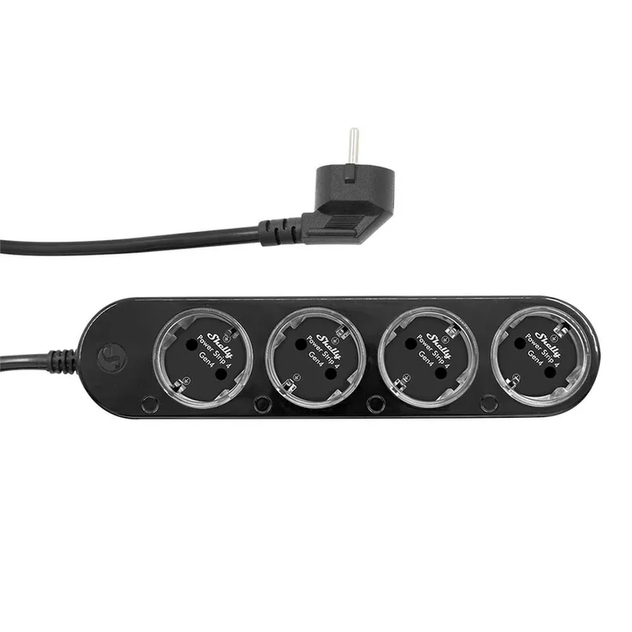Shelly Power Strip 4 Gen4 – okos konnektor elosztó négy aljzattal, fogyasztásmérős, Wi-Fi, Zigbee, Matter, fekete Shelly Power Strip 4 Gen4 – okos konnektor elosztó négy aljzattal, fogyasztásmérős, Wi-Fi, Zigbee, Matter, fekete