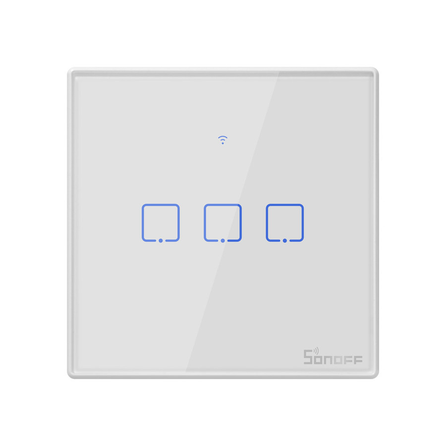 Sonoff TX T2 EU 3C WiFi + RF vezérlésű, távvezérelhető, érintős hármas csillár villanykapcsoló