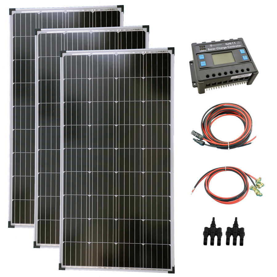 Szigetüzemű napelem rendszer 3x170W komplett szett + 2000 wattos szinuszos inverter + 40A töltésvezérlő