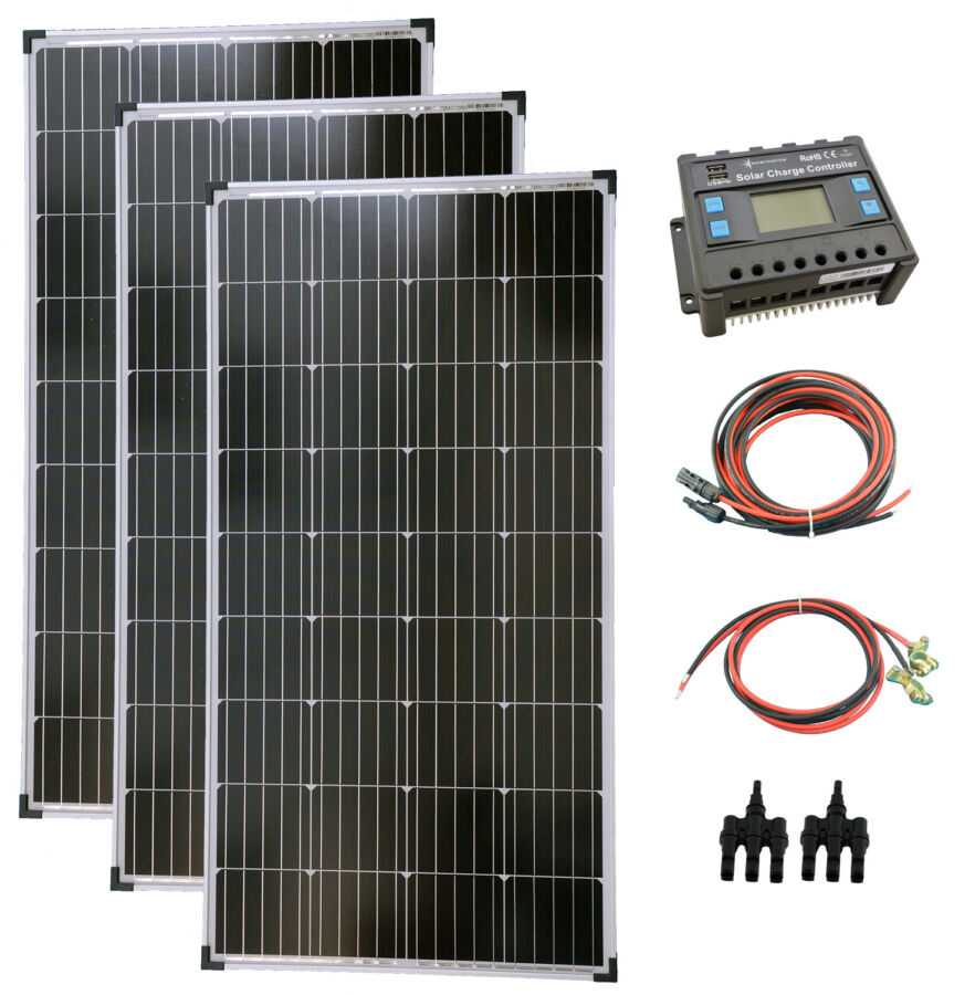 Szigetüzemű napelem rendszer 3x170w napelem + 40A töltésvezérlő