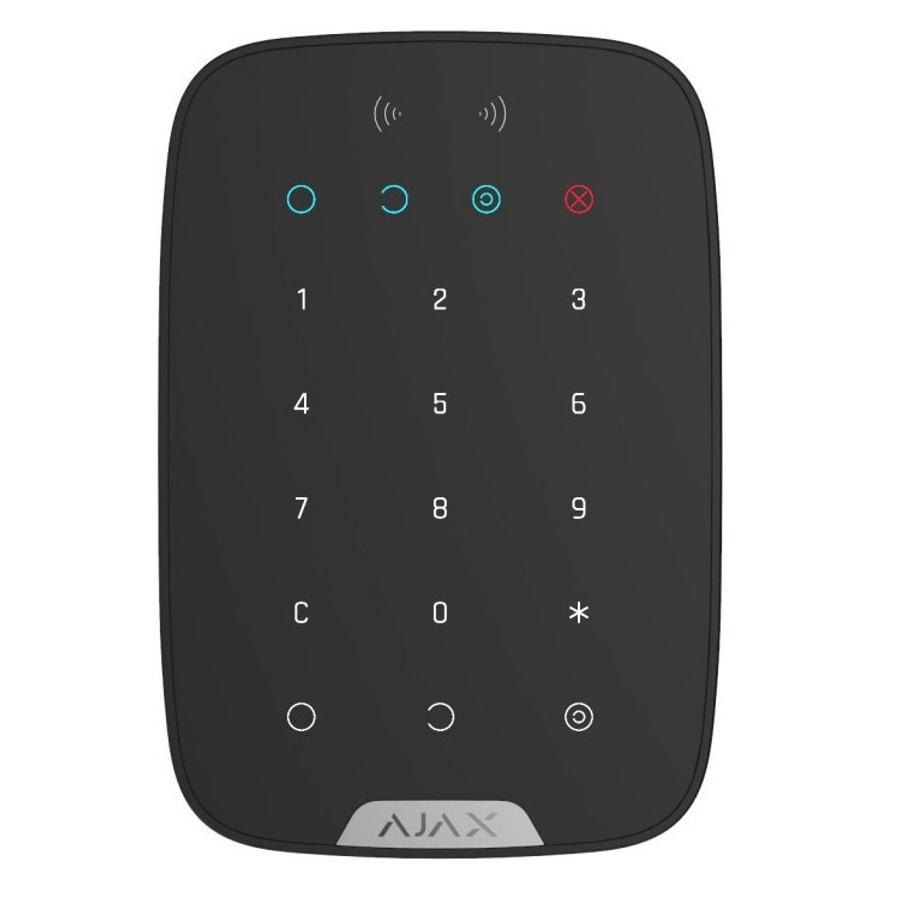 AJAX Keypad Plus - Vezeték nélküli érintés vezérelt kezelő panel, RFID olvasóval - Fekete